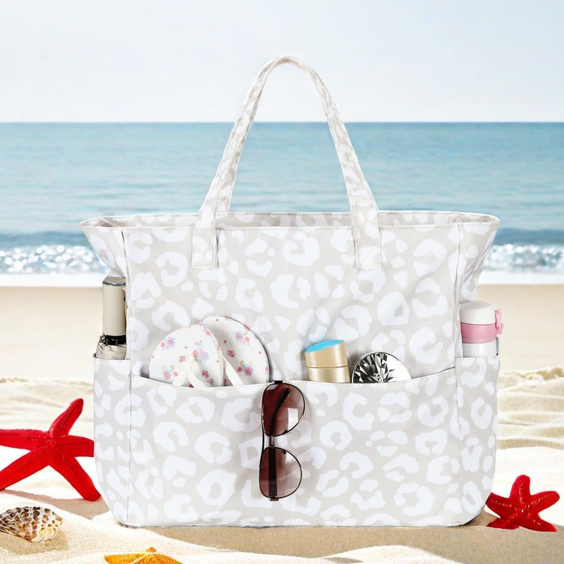 Large Waterproof Beach Bag Women Tote with Wet Pocket Zipper2