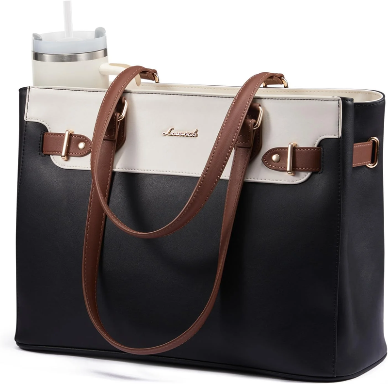 Laptop Tote Bag for Women Work, Teacher Tote Bag with Large Cup Holder, 15.6 Inc0