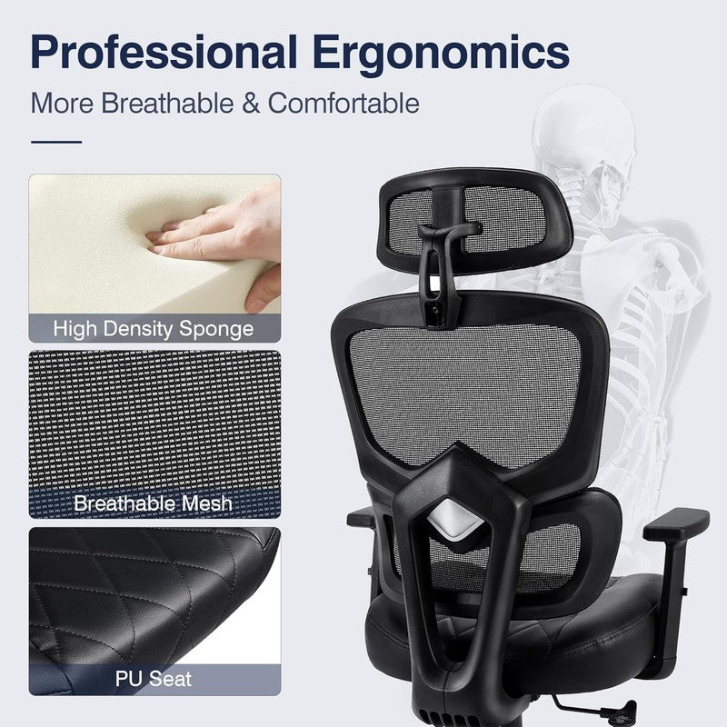 Ergonomic High Back Mesh Office Chair with Adjustable Headrest & Lumbar Support4