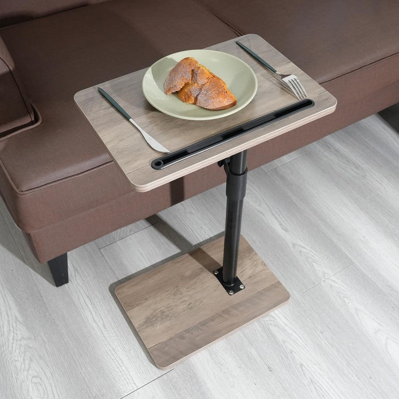 360° Swivel Adjustable Sofa Arm Tray Table Gray Side Table3