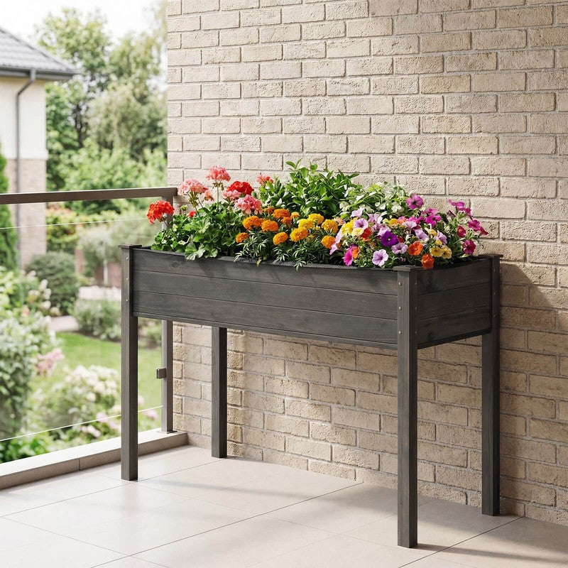 Wooden Raised Vegetable Garden Bed Elevated Grow Vegetable Planter Gray3