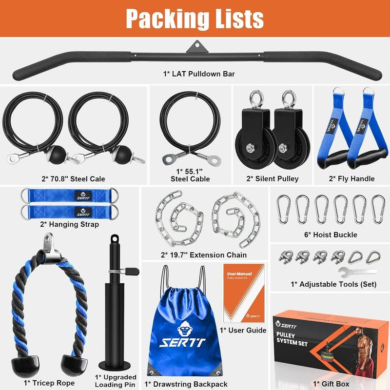 Home Gym Pulley System LAT Pulldown Triceps Biceps Back Shoulder Forearm1