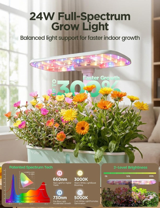 10 Pod Smart Hydroponics System APP WiFi 24W Grow Light Indoor Garden Kit2