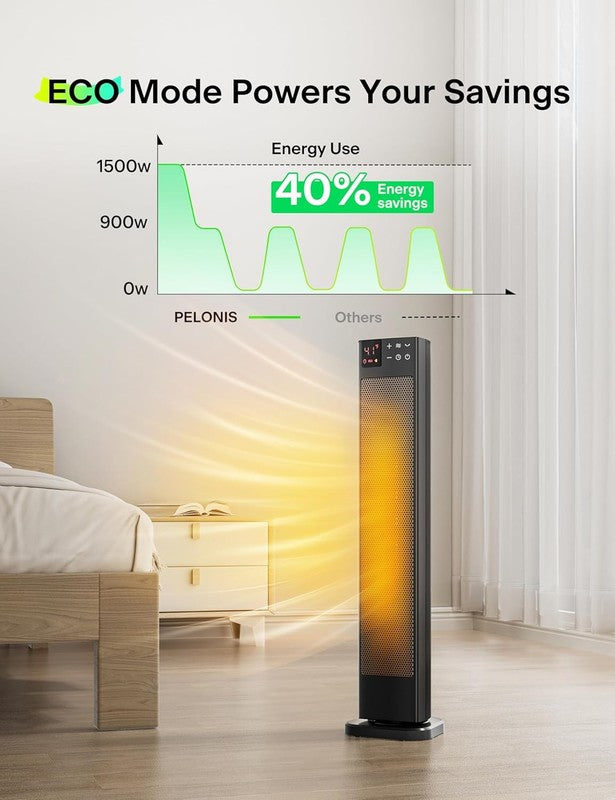 30” Ceramic Tower Space Heater with Adjustable Thermostat for Large Room, 75° Os8