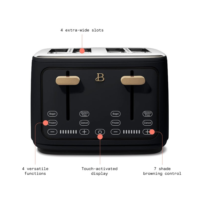 4-Slice Toaster with Touch-Activated Display, Black Sesame by Drew Barrymore2