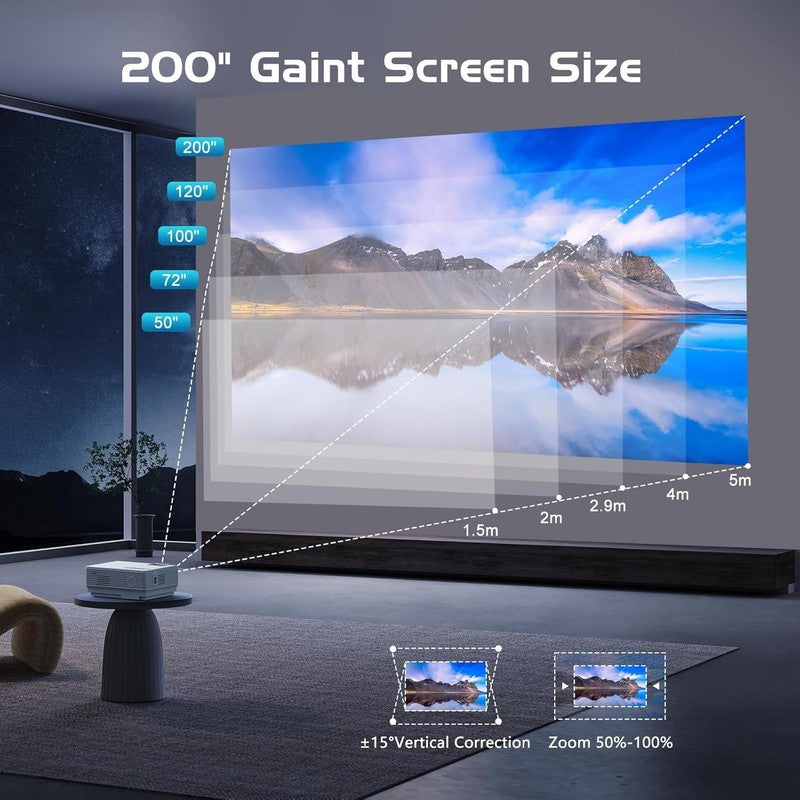 Full HD Mini Bluetooth Projector with Screen, HDMI/USB, Portable Home Cinema3
