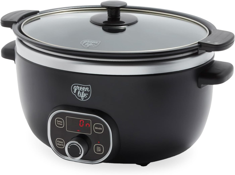 6QT Slow Cooker, Non-Toxic Pfas-Free Ceramic Nonstick Removable Interior Bowl, P0