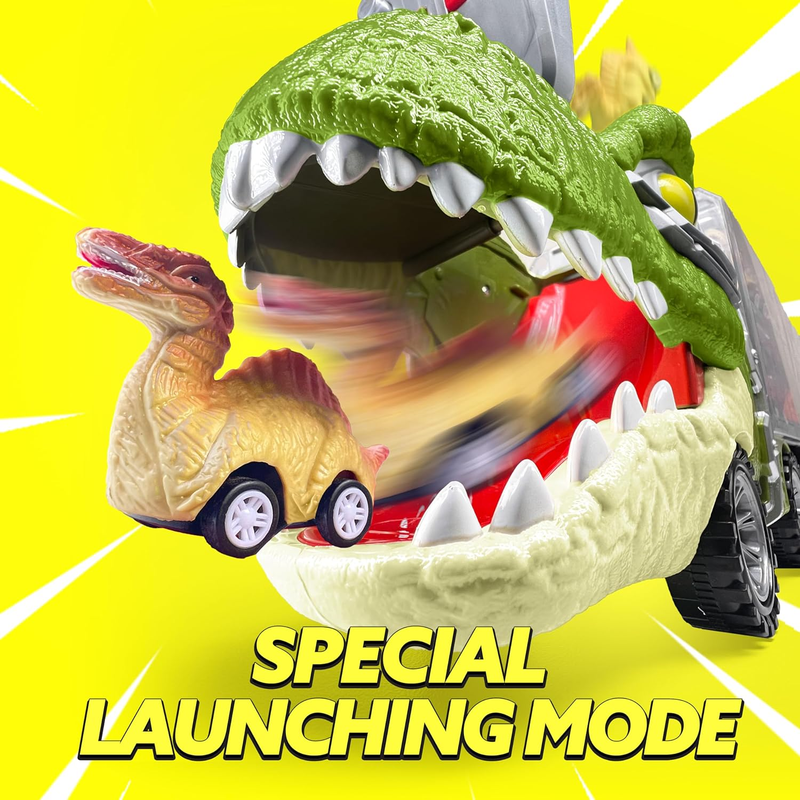 13 in 1 Dinosaur Toys for Kids 3-5, Dinosaur Truck with 12 Pull Back Cars, Birth2
