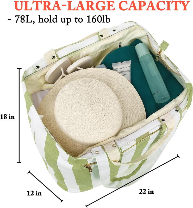 Women's Waterproof Beach Tote Large Canvas Pool Bag Cruise Essentials4