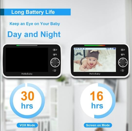 5" No Wifi Baby Monitor with 30 Hour Battery, Night Vision & 2 Way Talk2