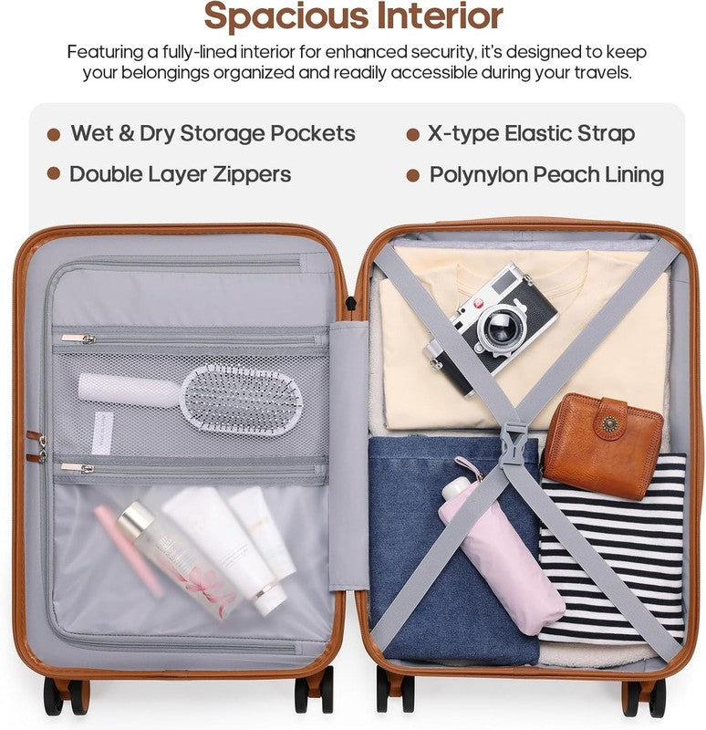 3 Piece Luggage Set w/ Backpack PC Carry On Spinner Hardshell Suitcase TSA Lock3