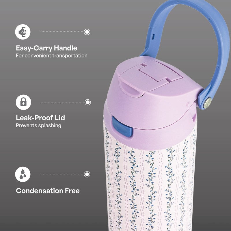 24oz Stainless Steel 2-in-1 Water Bottle with Straw and Chug Lid Vine Design3