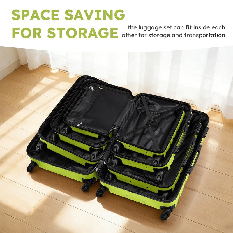 4 Piece Luggage Set Hardside Spinner Suitcase 16 20 24 28 Inch Lime Green7