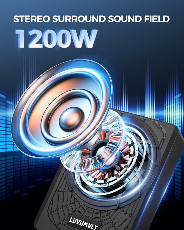 1200W 10" Slim Car Subwoofer with Built-In Amp & LED Light Package1