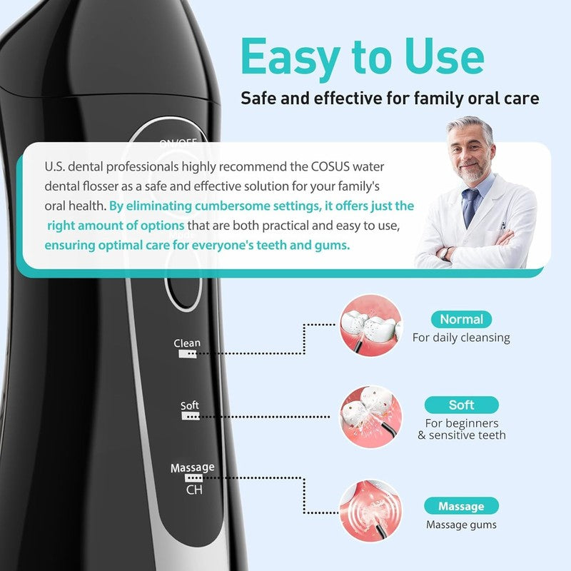 Portable Cordless Water Flosser - Rechargeable IPX7 Waterproof Teeth Cleaner4