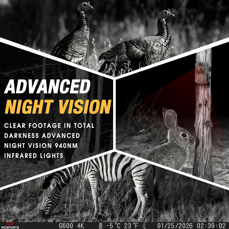 2 Pack 56MP 4K Trail Rechargeable 0.2S Night Vision Motion 120° Wildlife Cam6