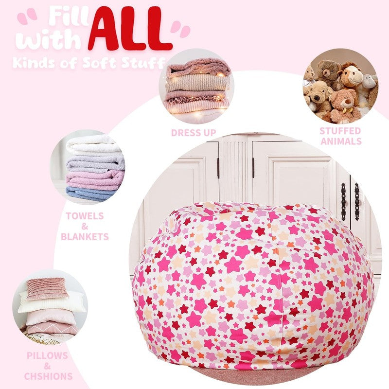 Kids Stuffed Animal Storage Bean Bag Cover XL Cotton Canvas Small Star4