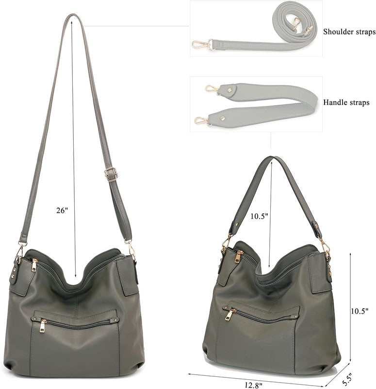 Women Large Crossbody Bag Shoulder Handbag Purse Wallet Set Hobo Tote3