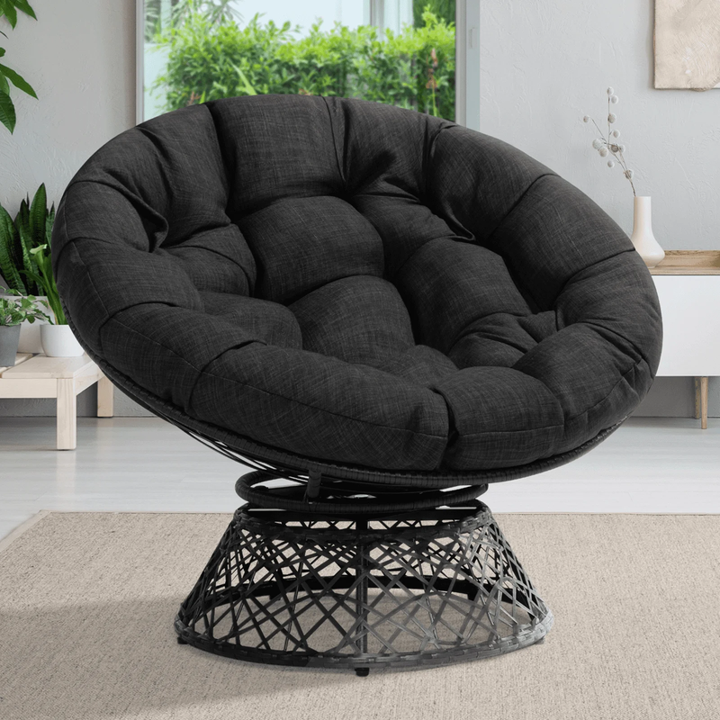 Midnight Sky 360° Swivel Papasan Chair with Comfy Cushion - Black Frame0