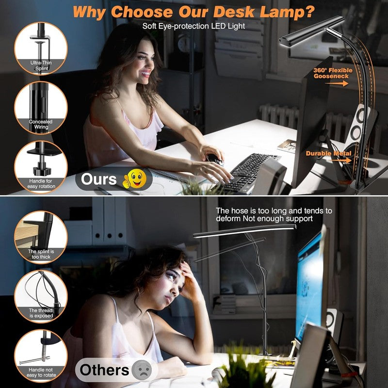 LED Desk Lamp for Office Home, Eye Caring Desk Light with Stepless Dimming Adjus3