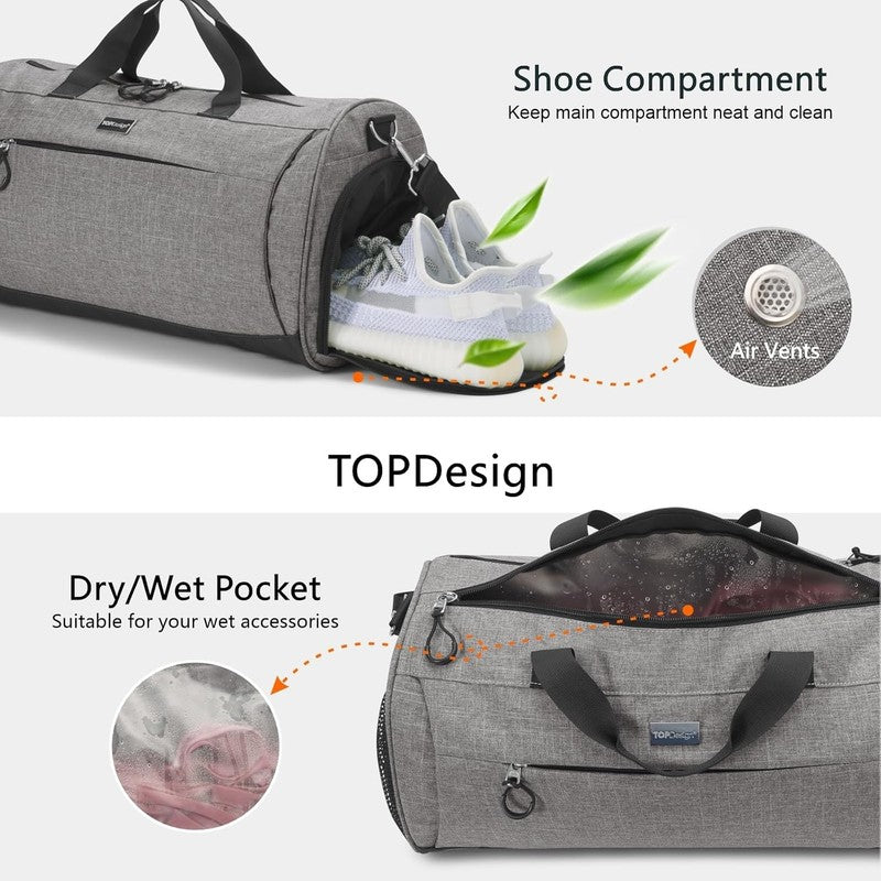 Gym Bag Women Duffel Shoe Compartment Wet Pocket Travel Sports Yoga M4