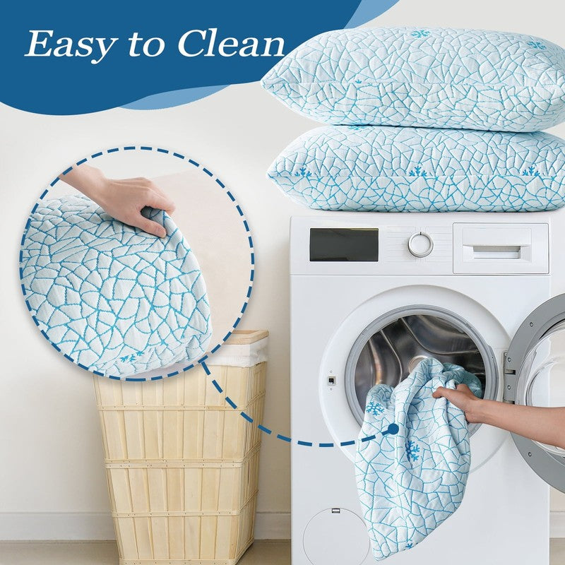 Cooling Memory Foam Queen Pillows Set of 2 Adjustable Support 30"x20"10