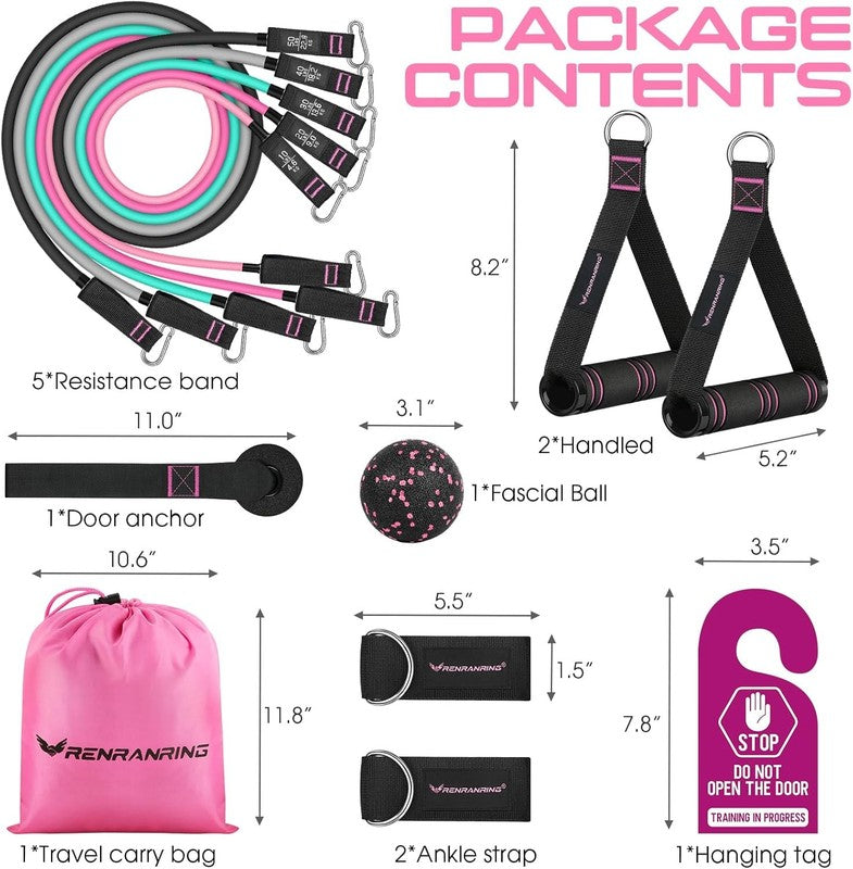 RENRANRING 150LBS Resistance Bands Set with Handles & Ankle Straps for Training3