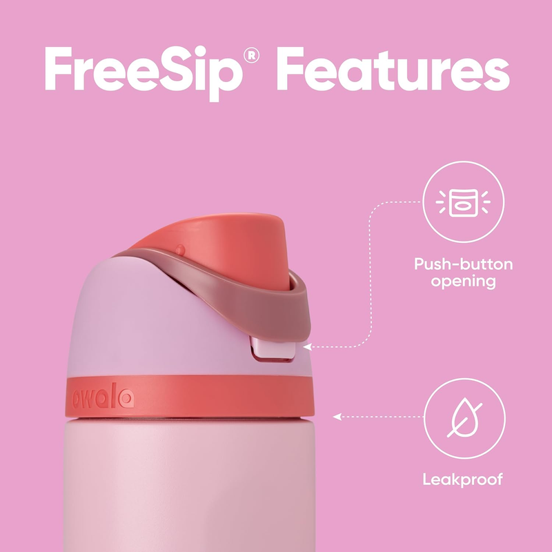 Owala FreeSip 24oz Insulated Stainless Steel Bottle Pink Angel Food3