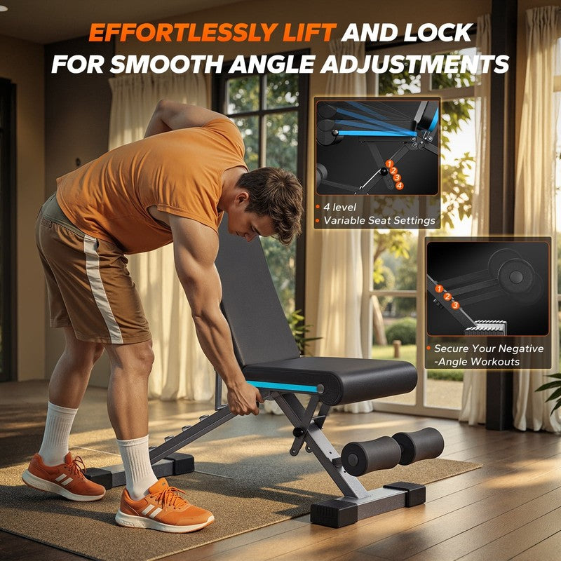 Adjustable Weight Bench Foldable Home Gym 990Lbs Strength Training3