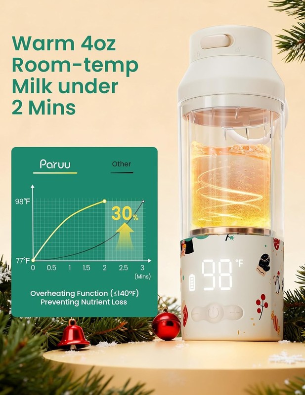 Portable Baby Bottle Warmer Fast Heat 7 Temp 12oz Travel Beige1