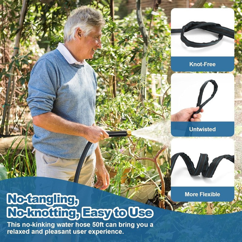 Garden Hose 50Ft Lightweight, Non-Expanding, Leak-Proof Metal Connector, No-Knot6