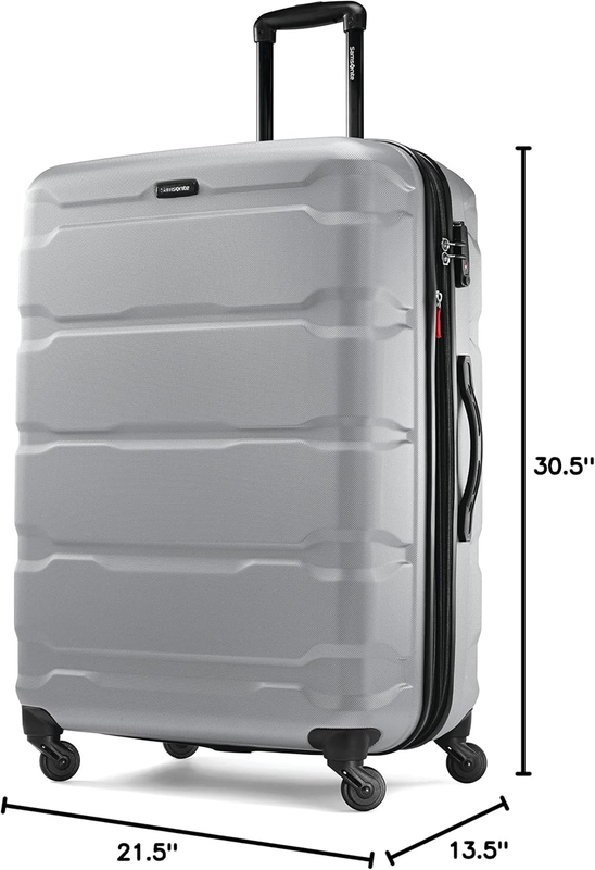 28" Hardside Expandable Luggage Spinner Wheels Checked Suitcase Silver9