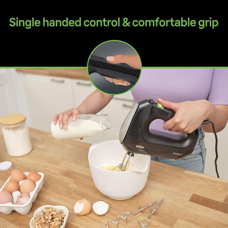 Multimix 2 Hand Mixer – Black with Beaters, Dough Hooks & Accessory Bag2