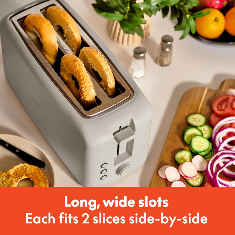 4 Slice Slim Toaster Long Slot 6 Shade Settings 900W Oatmilk4
