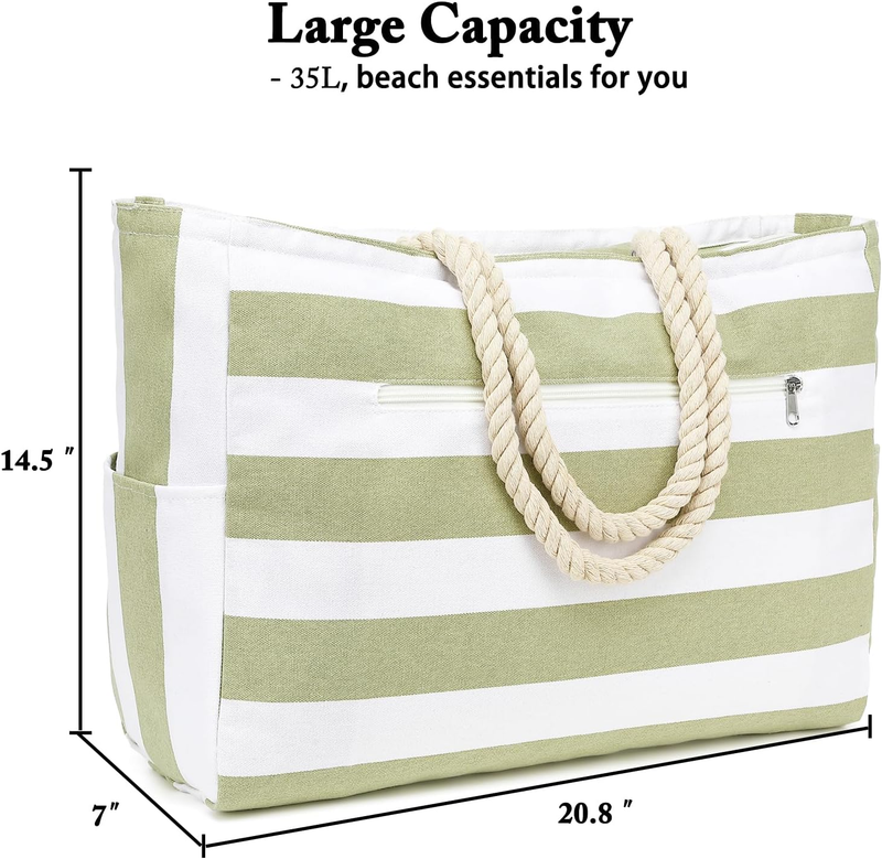 Waterproof Beach Bag Large Canvas Tote Wet Pocket Zipper Cruise Pool Bag6