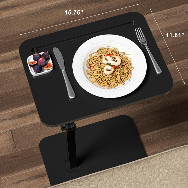 C Table Sofa Side Tray Black Swivel Adjustable Height Laptop Desk Tablet Holder1