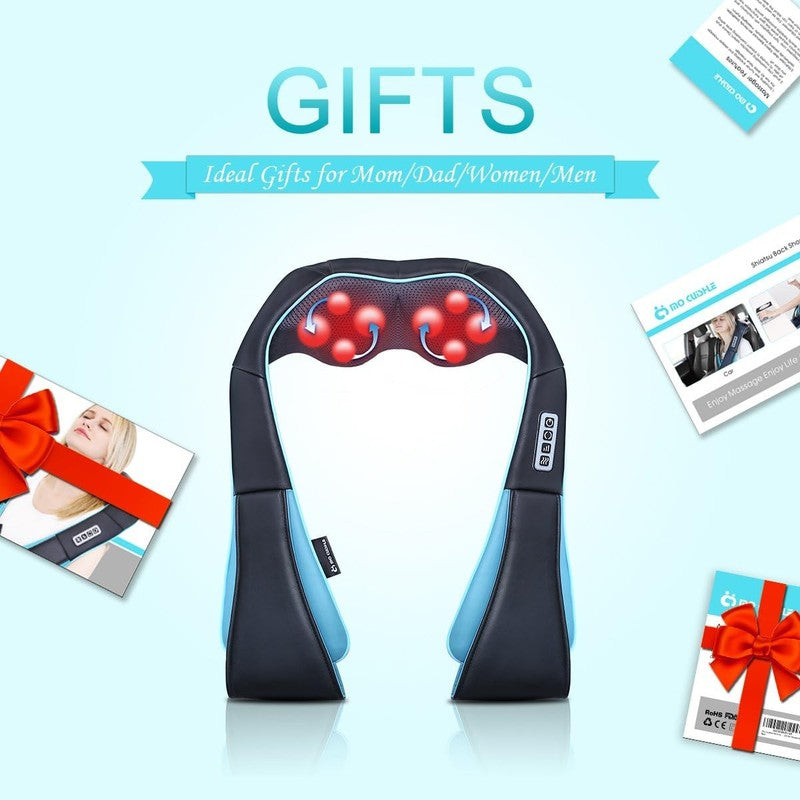 Shiatsu Neck Massager w/ Heat Deep Kneading Back Shoulder Pain Relief6