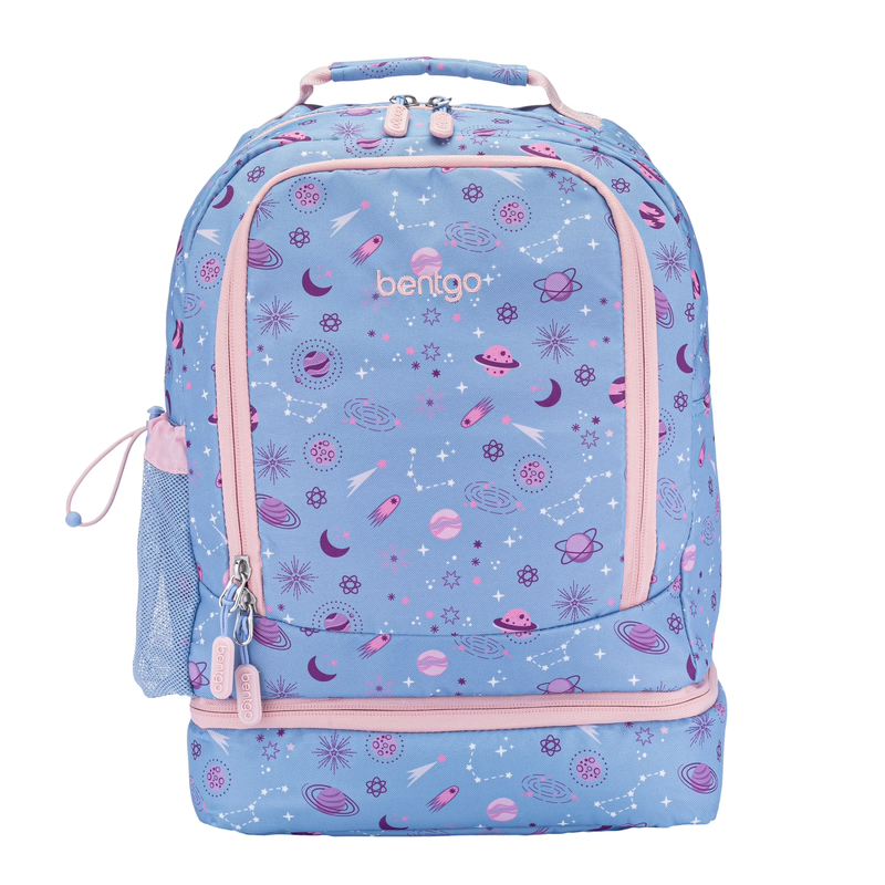 Kids Prints 2 In 1 Backpack & Insulated Lunch Bag   Lavender Purple Galaxy7