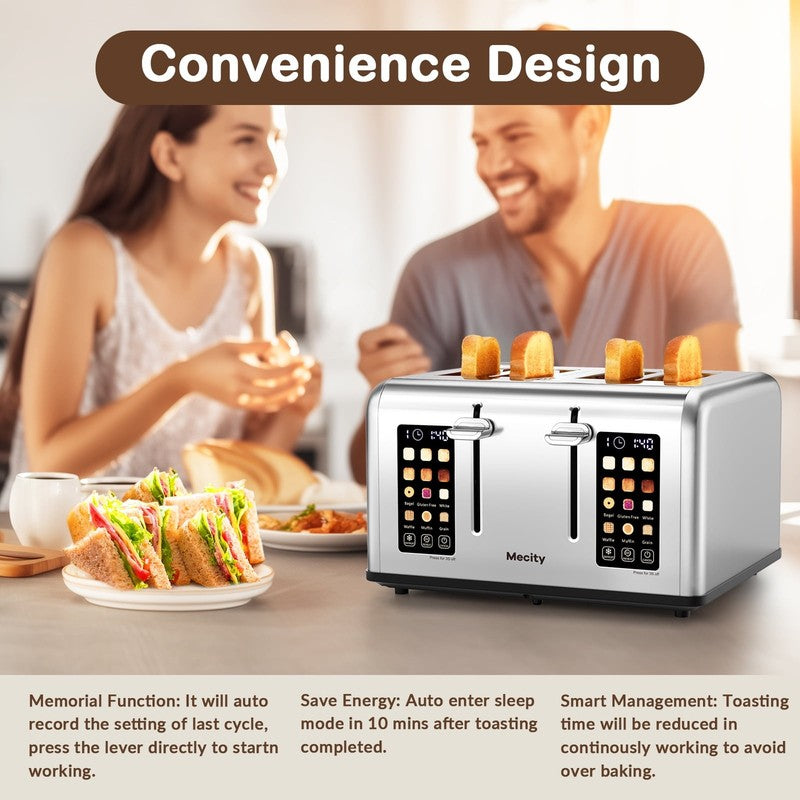 4-Slice Touchscreen Toaster Stainless Steel 6 Browning Reheat Defrost7