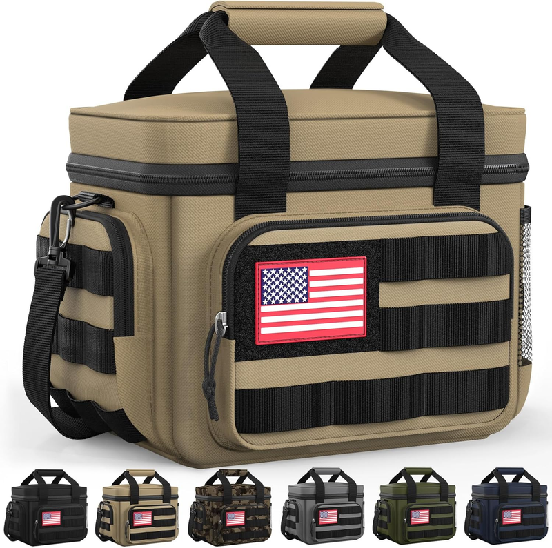 Insulated Tactical Lunch Bag Cooler for Men & Women Brown 11"x8"x7"8