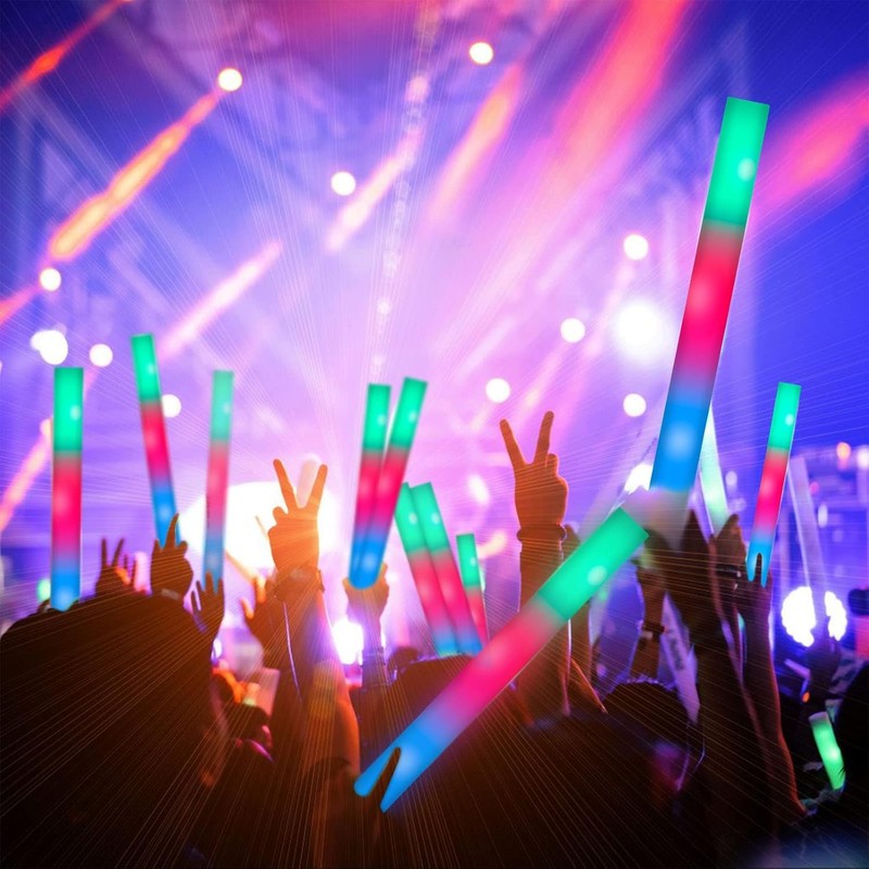 28PCS LED Foam Glow Sticks, Foam Light up Sticks Bulk Party Pack with 3 Modes Co1