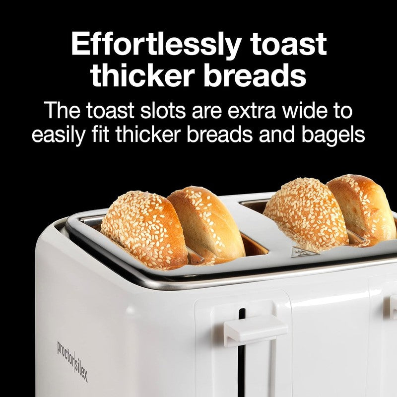 4 Slice Toaster White - Wide Slots, 7 Shades, Bagel, Cool-Touch, Auto Off1