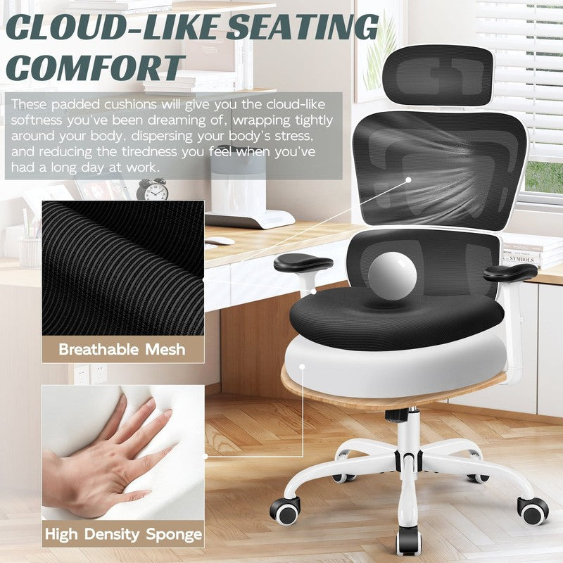 Ergonomic High Back Office Chair with Lumbar Support and Cushion, 300Lbs, White2