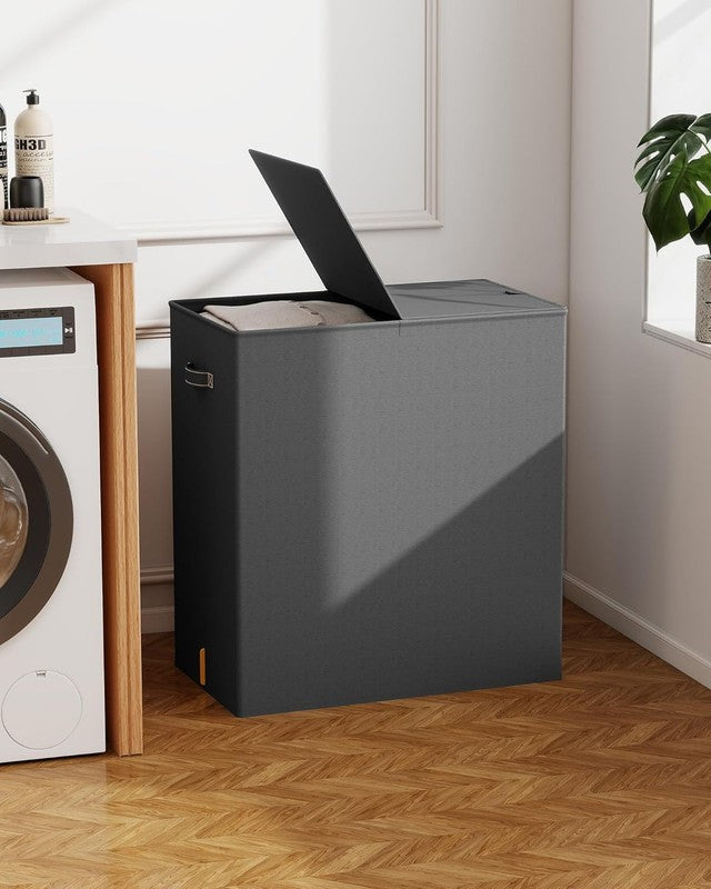 150L Laundry Hamper with Lid, Gray3