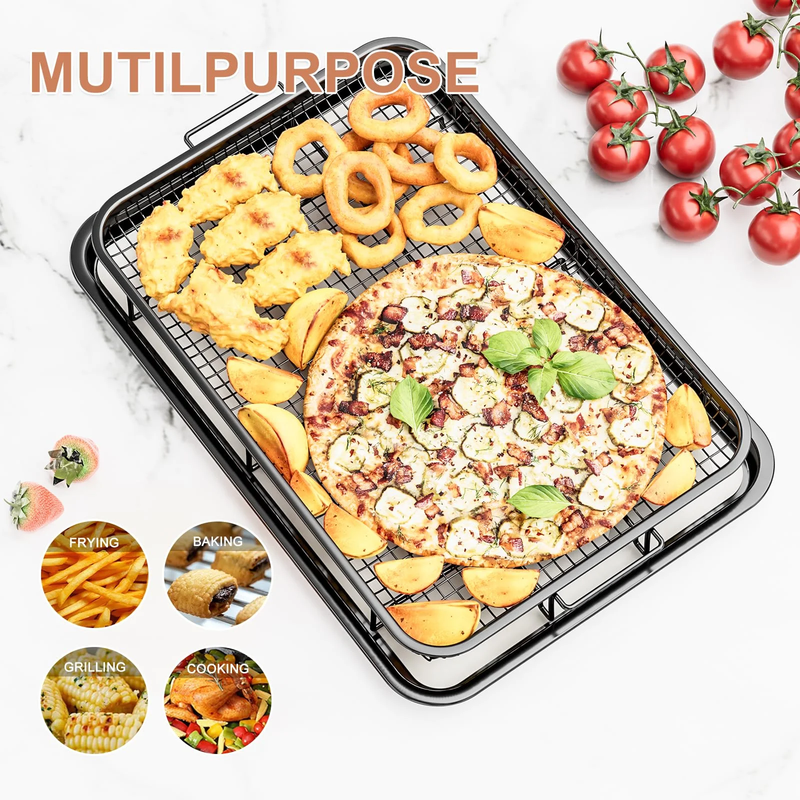 2 Pack Air Fryer Basket Tray for Oven Stainless Steel w/30 Parchment 15.610