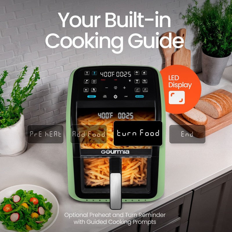 7QT Digital Air Fryer Panoramic View Window 12 Preset Touch Screen Cooker Green6