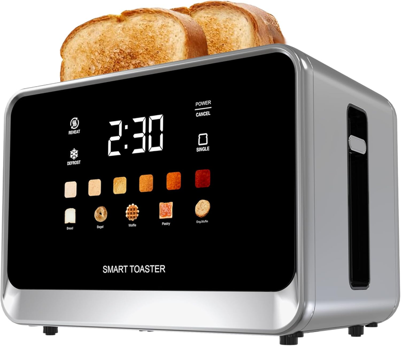 2-Slice Touch Screen Toaster Stainless Steel 6 Bread Types 6 Shade Settings LCD0
