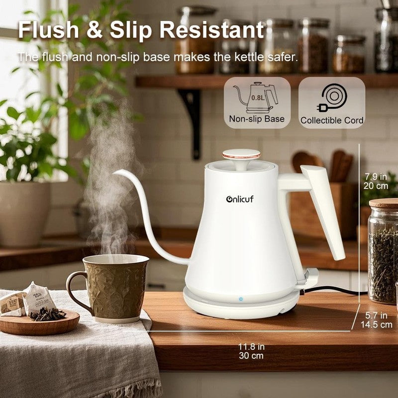 Gooseneck Electric Kettle 0.8L Stainless Steel Auto Off Boil Dry Matte White6