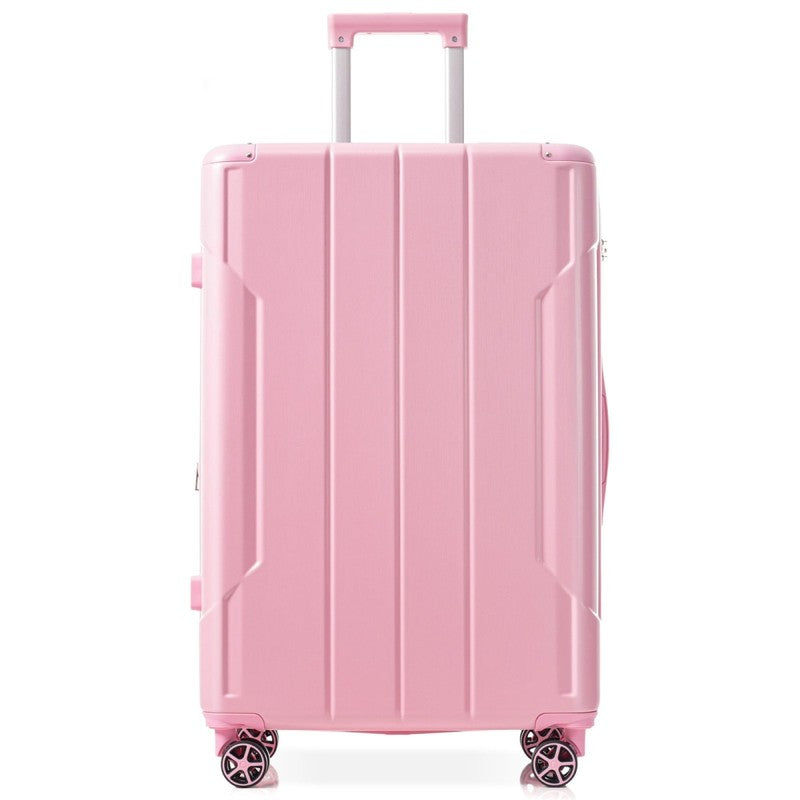 24" Checked Luggage 65L Hardshell Suitcase TSA Lock Spinner Wheels Pink1