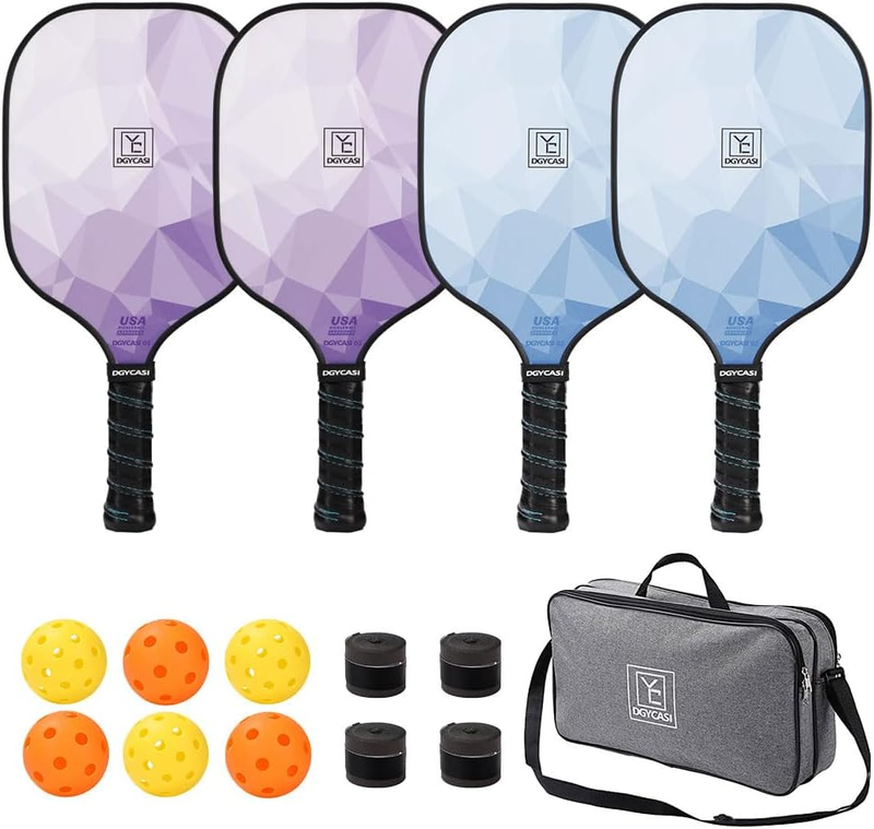 Pickleball Paddles Set of 4, USAPA Approved Pickleball Set, Fiberglass Pickle Ba9